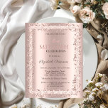 Chic Glitzer Frame Rose Gold Bat Mitzvah Einladung<br><div class="desc">Moderne,  schicke und glamouröse Einladung mit Glitzer-Rahmen auf goldenem Hintergrund der Rose.</div>