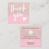 Chic Glitzer geistrosa elegante Moderne danke Quadratische Visitenkarte (Vorne/Hinten)