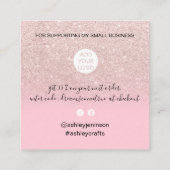 Chic Glitzer geistrosa elegante Moderne danke Quadratische Visitenkarte (Rückseite)