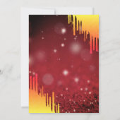 Chic Glitzer Gelbe Tropfen, Bokeh Red Einladung (Rückseite)