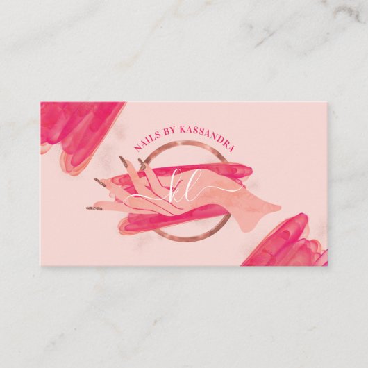 Chic Glitzer Glam Nail Art Salon Mongramm Visitenkarte (Vorderseite)