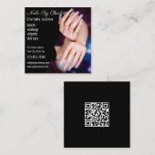 Chic Glitzer Glam Nail Art Salon QR Code Quadratische Visitenkarte (Vorne/Hinten)