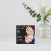Chic Glitzer Glam Nail Art Salon QR Code Quadratische Visitenkarte (Stehend Vorderseite)