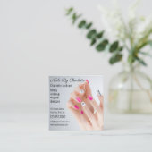 Chic Glitzer Glam Nail Art Salon QR Code Quadratische Visitenkarte (Stehend Vorderseite)