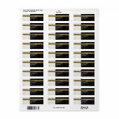 Chic Glitzer Gold Schwarz und Weiß Rücksendeadress (Vorne)