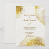 Chic Glitzer Gold Wedding Einladung (Vorne/Hinten)