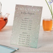 Chic Glitzer Green Pink Aqua Shiny Service Preis Sockelschild (In Situ)