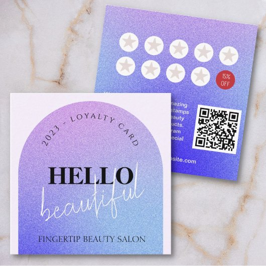 Chic Glitzer Makeup Beauty Nail Salon Loyalty Card Quadratische Visitenkarte