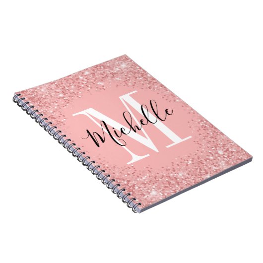 Chic Glitzer Monogram SpiralNotebook Notizblock (Rechte Seite)