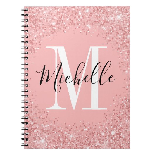 Chic Glitzer Monogram SpiralNotebook Notizblock (Vorderseite)