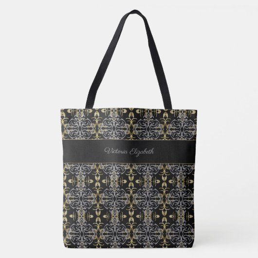 Chic Glitzer Muster Monogram Tote Bag Tasche (Vorderseite)