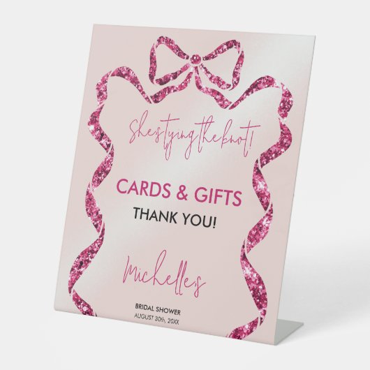 Chic Glitzer Pink Bow Sie bindet den Knoten Sockelschild (Vorderseite)