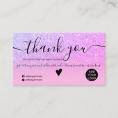 Chic Glitzer pink ombre lila Ordnung vielen Dank Visitenkarte (Vorderseite)