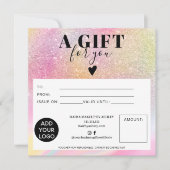 Chic Glitzer Regenbogen Quadrat Geschenkgutschein (Vorderseite)