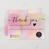 Chic Glitzer Regenbogen unicorn Marmor Vielen Dank Dankeskarte (Vorne/Hinten)