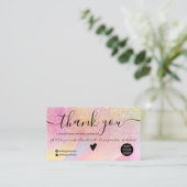 Chic Glitzer Regenbogenmarmor Ordnung danke Visitenkarte (Stehend Vorderseite)