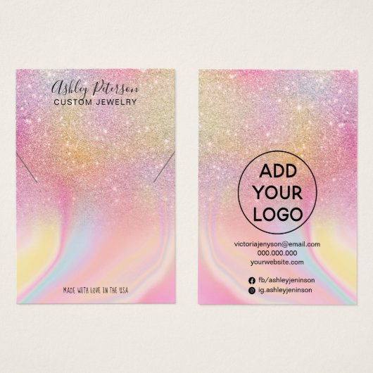 Chic Glitzer Regenbogenschmuck Halskette Display (Vorne & Hinten)