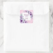 Chic Glitzer Rosa Lila Rose Blumengeburt Quadratischer Aufkleber (Tasche)