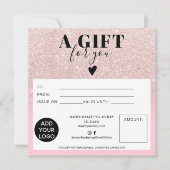 Chic Glitzer Rosa Quadrat Geschenkzertifikat Logo (Vorderseite)