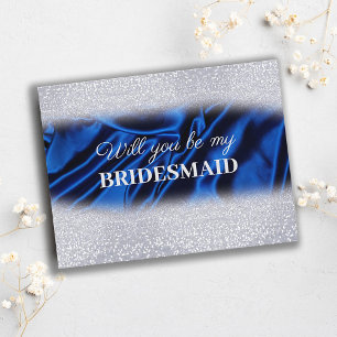 Chic Glitzer Royal Blue wird meine Bridesmaid sein Postkarte