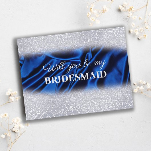Chic Glitzer Royal Blue wird meine Bridesmaid sein Postkarte