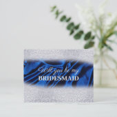 Chic Glitzer Royal Blue wird meine Bridesmaid sein Postkarte (Stehend Vorderseite)