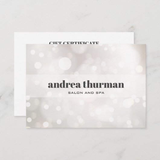 Chic Glitzer Silver White Bokeh Geschenkkarte (Vorne/Hinten)