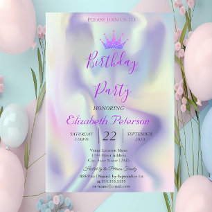 Chic Glitzer Tiara Holographic Birthday Party Einladung