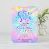 Chic Glitzer Tiara Krawatte Dey Sweet 16 Party Einladung (Stehend Vorderseite)