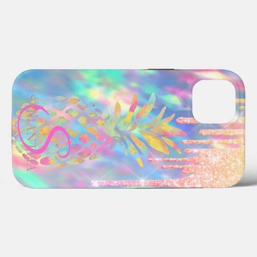 Chic Glitzer Tropfen Ananas Holographische Case-Mate iPhone Hülle (Rückseite (Horizontal))