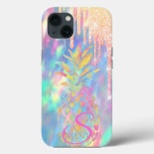 Chic Glitzer Tropfen Ananas Holographische Case-Mate iPhone Hülle (Rückseite)
