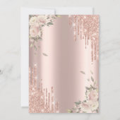 Chic Glitzer Tropfen, Blume Hochzeitstag Einladung (Rückseite)