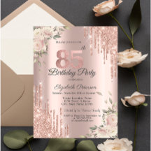 Chic Glitzer Tropfen,Blume Rose Gold 85. Geburtsta