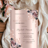 Chic Glitzer Tropfen Blume Rose Gold Bat Mitzvah Einladung