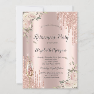 Chic Glitzer Tropfen, Blume Rose Gold Rente Einladung