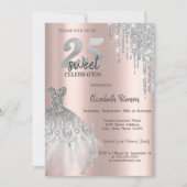 Chic Glitzer Tropfen, Eiffelturmkleid Sweet 25 Einladung (Vorderseite)
