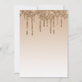 Chic Glitzer Tropfen Gold Quinceñera Einladung (Rückseite)
