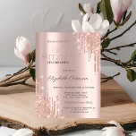 Chic Glitzer Tropfen Rose Gold Bat Mitzvah Einladung<br><div class="desc">Moderne,  schicke und glamouröse Einladung mit Glitzer-Tropfen auf Rose goldenem Hintergrund.</div>