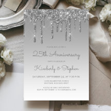 Chic Glitzer Tropfen Silver 25-jähriges Party