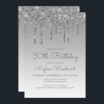 Chic Glitzer Tropfen Silver 30. Geburtstag Einladung<br><div class="desc">Diese trendige Einladung zum 30. Geburtstag mit einem funkelnd silbernen Imitat Glitzer Tropfen Rand und blauem ombre Hintergrund. Die Wörter "30. Geburtstag" und der Name des Ehrengast erscheinen in lässig silbergrauem Schriftzeichen, mit der Erholung des anpassbaren Textes in serifenem Schriftart. Das gleiche silberne Glitzer Tropfen Design erscheint auf der Rückseite....</div>