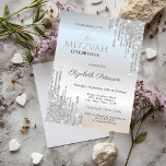 Chic Glitzer Tropfen Silver Bat Mitzvah Einladung<br><div class="desc">Moderne,  schicke und glamouröse Einladung mit Glitzer-Tropfen auf silberfarbenem Hintergrund.</div>