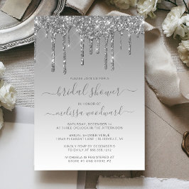 Chic Glitzer Tropfen Silver Ombre Brautparty Einladung