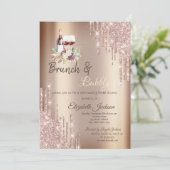 Chic Glitzer Tropfen Weintrauben Brautparty Einladung (Stehend Vorderseite)