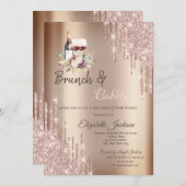 Chic Glitzer Tropfen Weintrauben Brautparty Einladung (Vorne/Hinten)