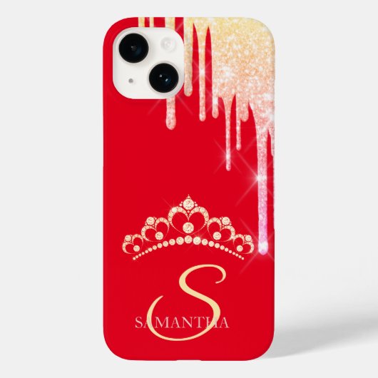 Chic Glitzer Tropfens Diamonds Tiara Red Case-Mate iPhone Hülle (Rückseite)