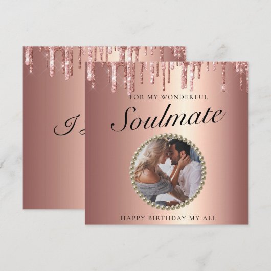 Chic Glitzer Tropfens Foto Girlfriend Birthday Car Dankeskarte (Vorne/Hinten)