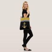 Chic Glitzer und Gold Nautical Anker auf Black Tasche (Am Model)