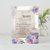 Chic Glitzer Violet Pumpkins Blume Babydusche Einladung (Stehend Vorderseite)