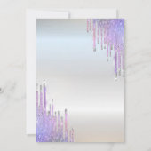 Chic Glitzer Violet Tropfen Silver Bat Mitzvah Einladung (Rückseite)