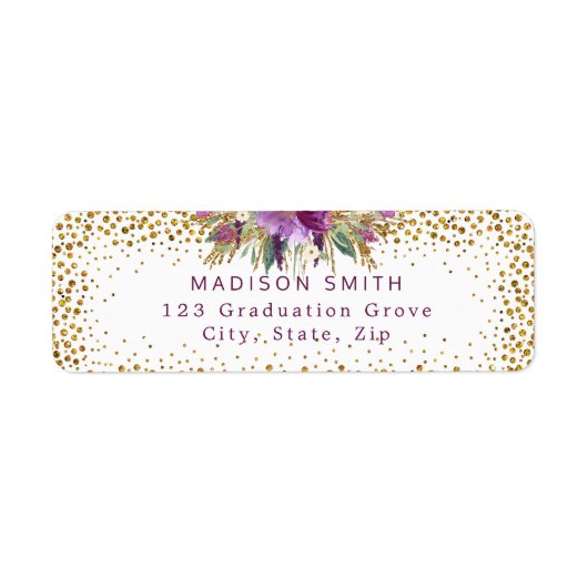 Chic Glitzer Watercolor Blume Gold Confetti (Vorne)